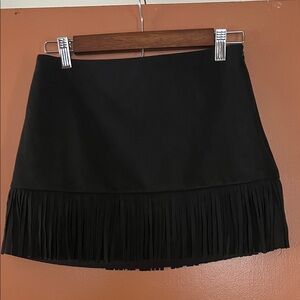 Fashion Nova Black Mini Skirt with Fringe